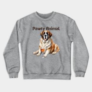 Saint Bernard Dog Pawty Animal Crewneck Sweatshirt